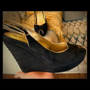 YSL Black Suede Wedge